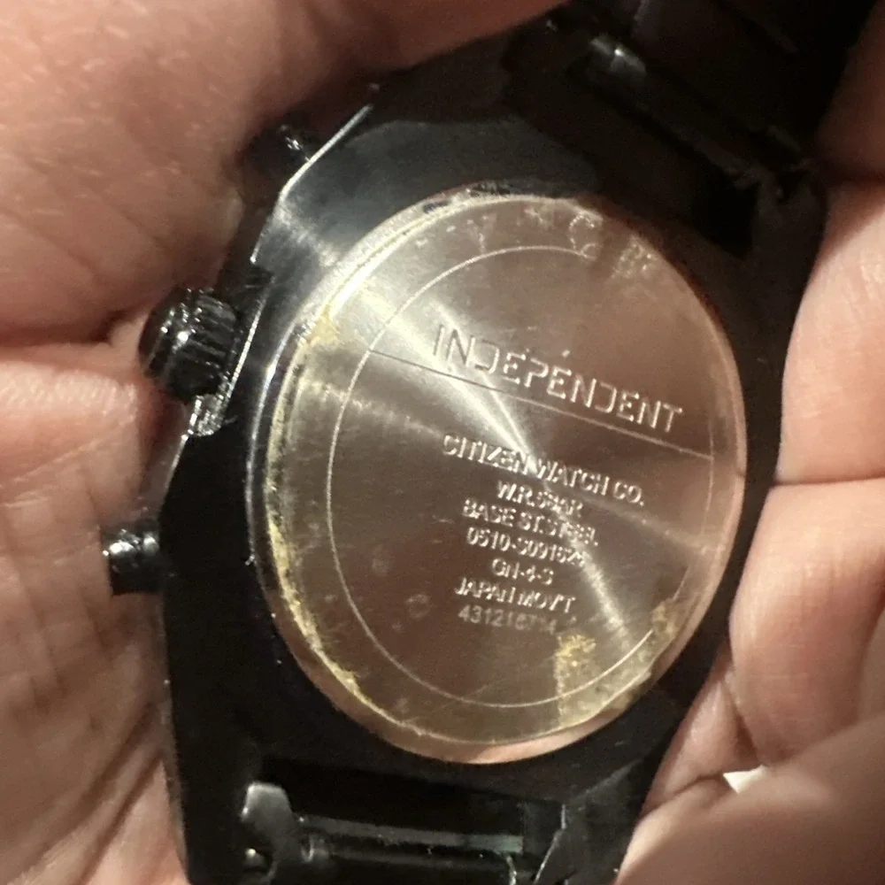Mint Working Independent By Citizen Chrono Black Mens Watch 43mm Dial‎ Rare Runs